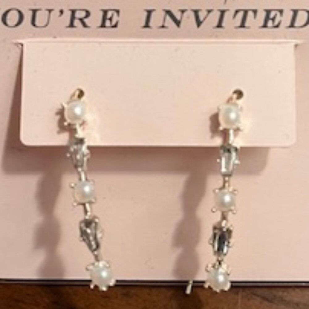 Faux Pearl and Rhinestone Earrings